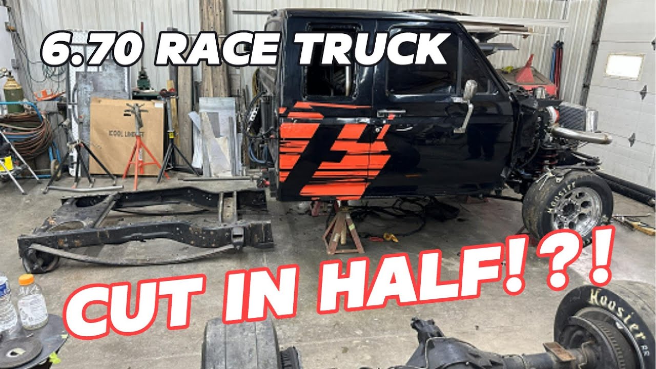 CUTTING ZACH'S RACE TRUCK IN HALF! Back-half Part 1