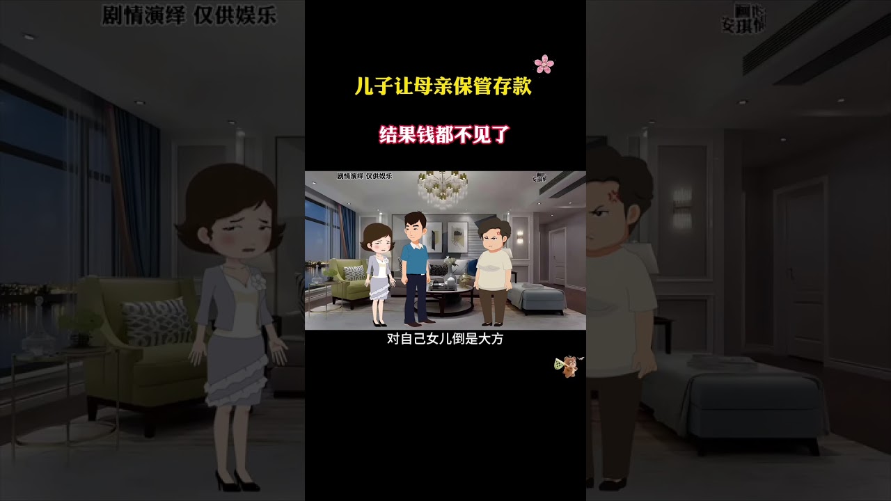 儿子让母亲保管存款 结果钱都不见了#情感 #婆媳 #情感动画 #家庭情感动画故事