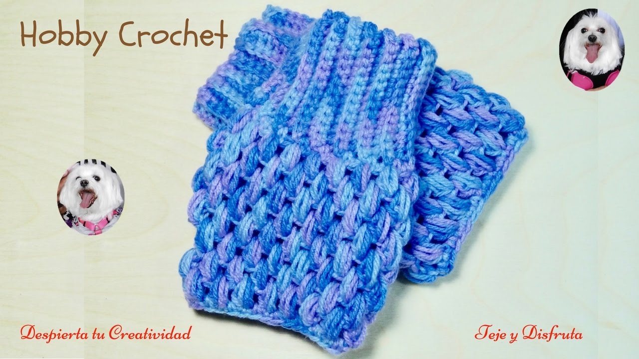 Mitones a crochet en punto puff, paso a paso.