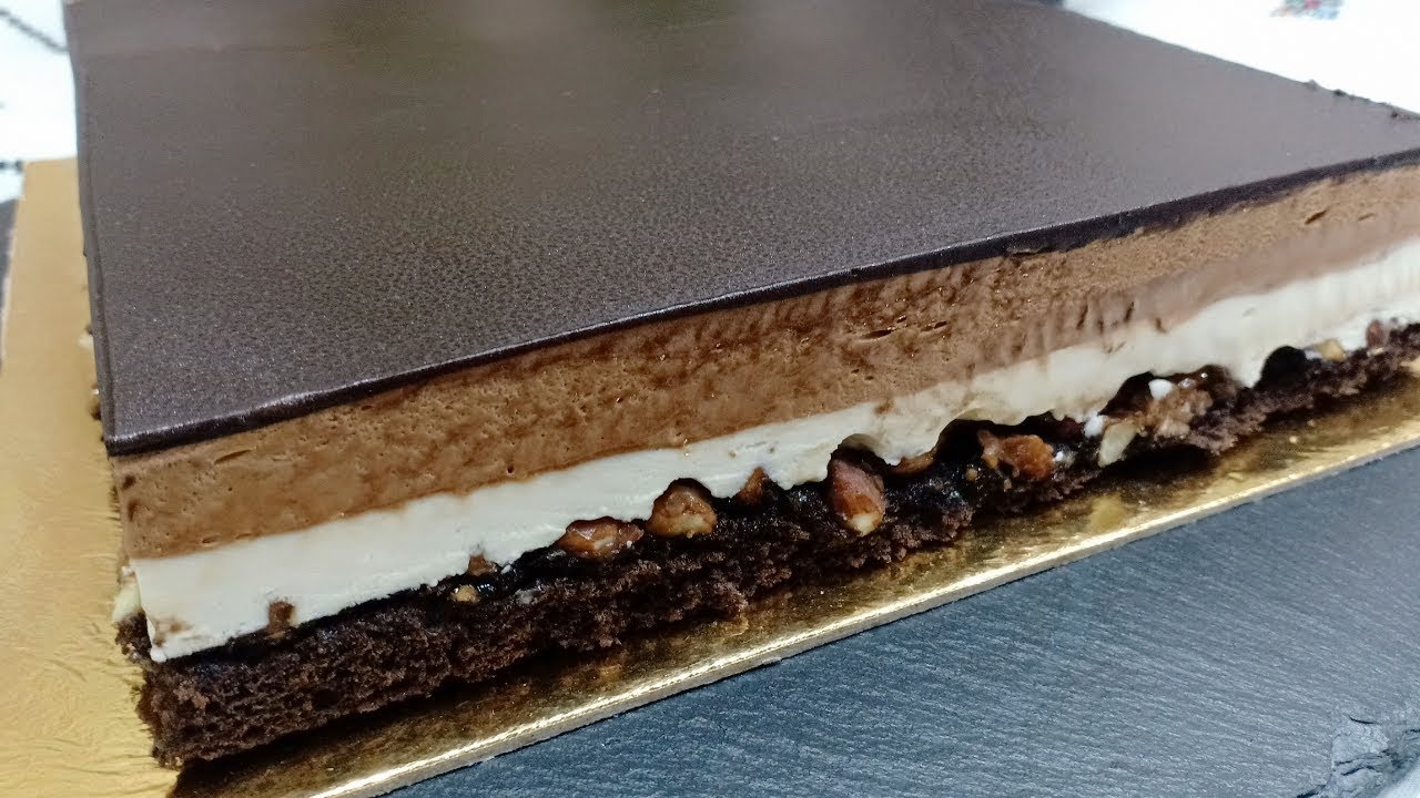 الحلوى الملكية شكل جد راقي سهلة و لذيذة بموس الشوكولا و طبقة مقرمشة Gateau Royal Chocolat