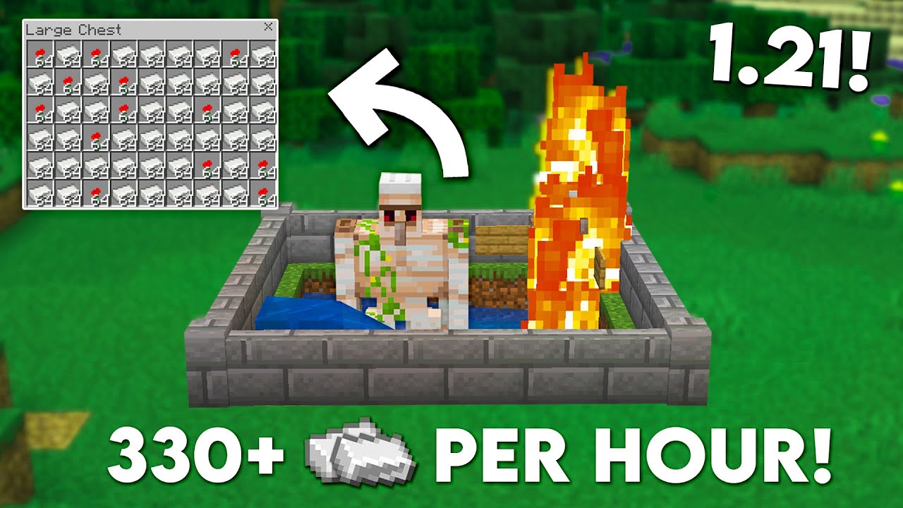 Minecraft 1.21 Easy IRON Farm in Bedrock Edition - 330+ Per Hour