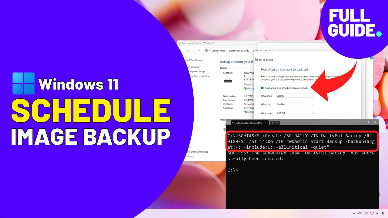 Windows 11: планирование полного резервного копирования образов на внешние диски