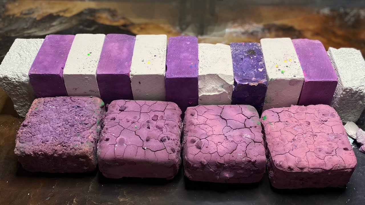 Gym Chalk Mass Crush | Pasted Dyed Purple and Fresh blocks with reforms | Dyed Gym Chalk asmr