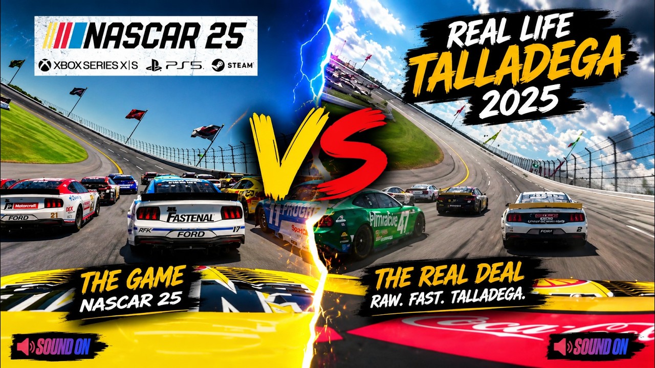 NASCAR 25 vs Real Life | Talladega Superspeedway Graphics Comparison