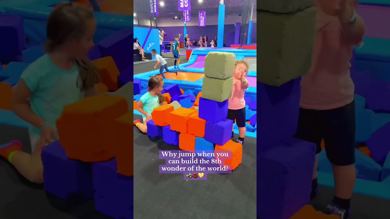 Every other kid: bouncing. Mine: building the Empire State Building 🧱🏗️ #viral #building