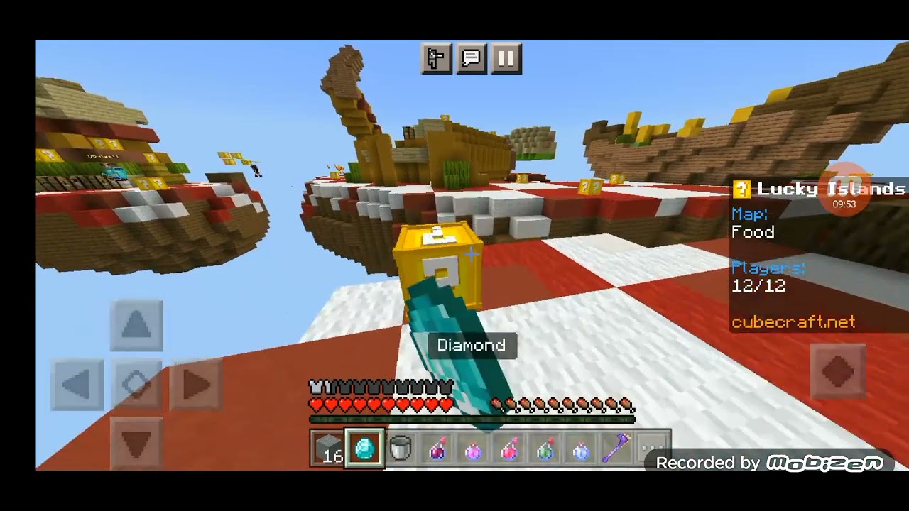მე ვამაშობ minecraft-ს სერვერზე "cube craft" lucky wars