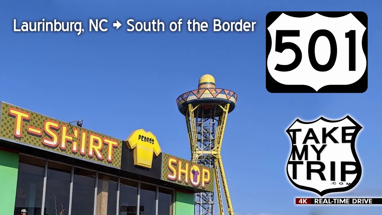 The Drive from Laurinburg, North Carolina to South of the Border, South Carolina, in 4K on US 501