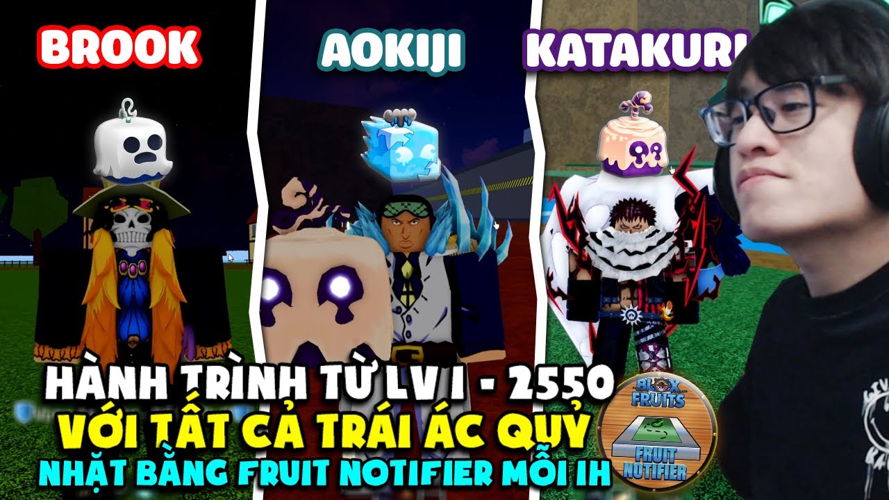HÙNG AKIRA HÀNH TRÌNH TỪ LV 1 - 2550 NHẶT TRÁI ÁC QUỶ BẰNG FRUIT NOTIFIER MỖI 1H PHÁ ĐẢO BLOX FRUIT
