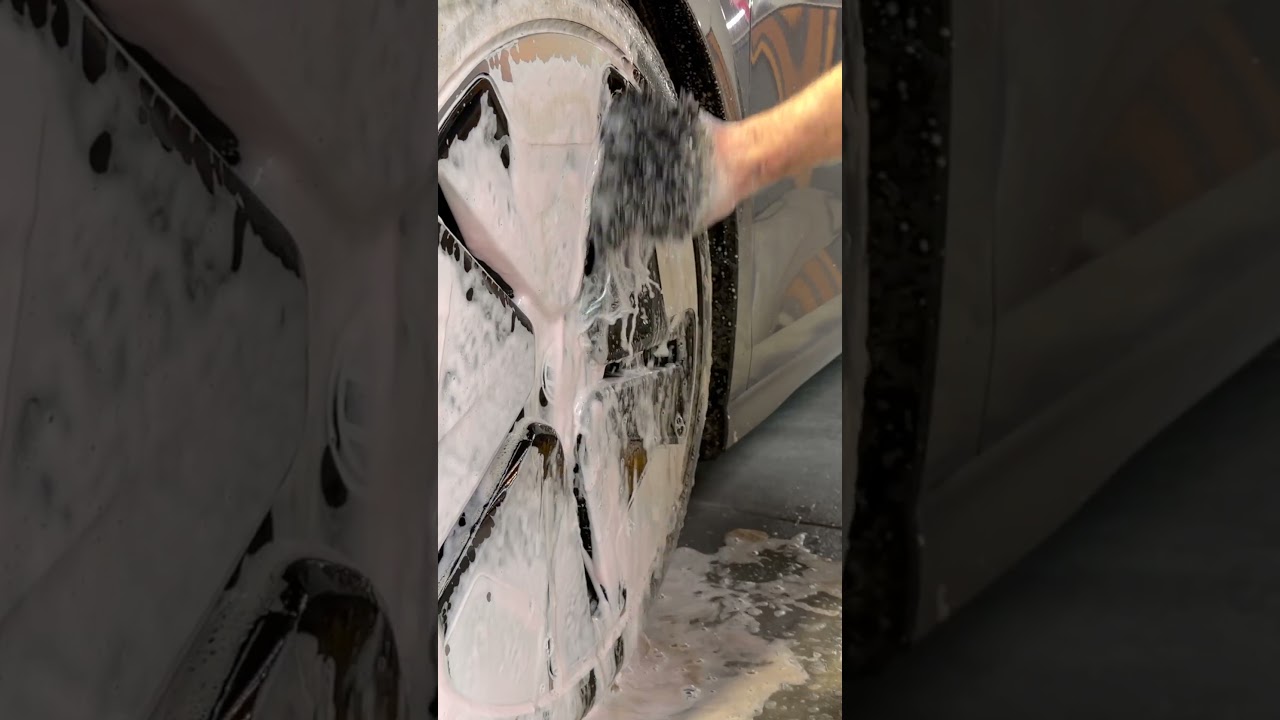 Cleaning wheels with electrifying ASMR - VW ID Buzz #shorts #asmr