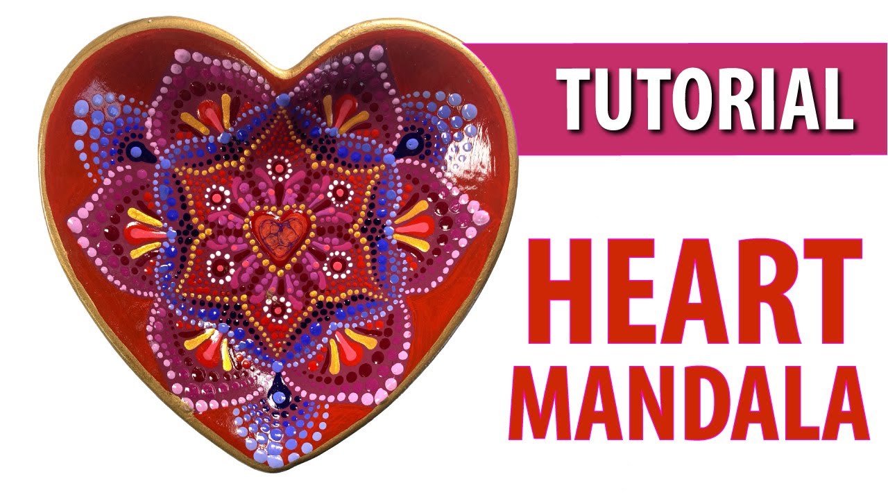 How to paint dot mandalas - Heart Dish - Easy Dotting TUTORIAL