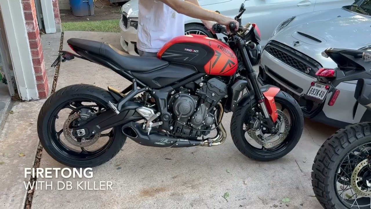 Firetong Willy Made Exhaust Sound Triumph Trident 660 OEM vs Firetong (with & without DB killer)