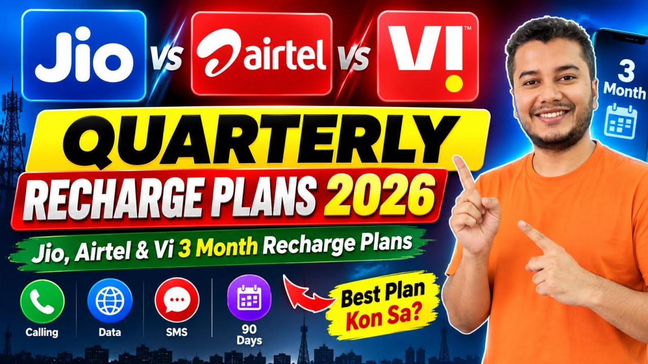 Jio vs Airtel vs Vi Quarterly Recharge Plans 2026 📱 | Jio, Airtel & Vi 3 Month Recharge Plans