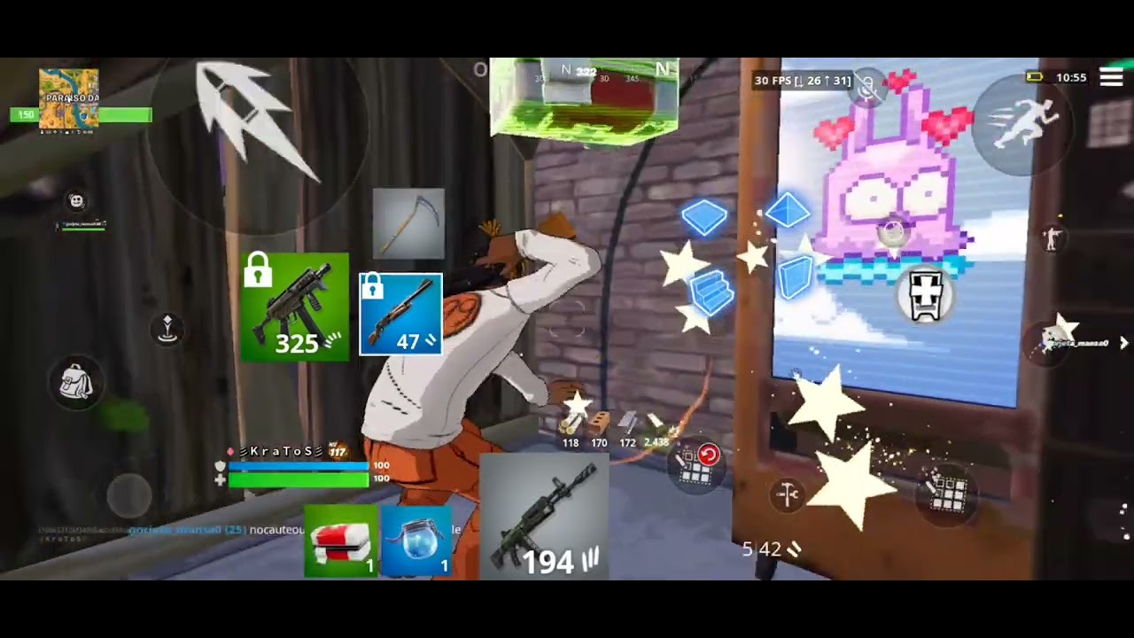 Desenpenho do Galaxy A15 5G no fortnite mobile - Jogo com a resolução 3d em 100% - Fortnite Mobile
