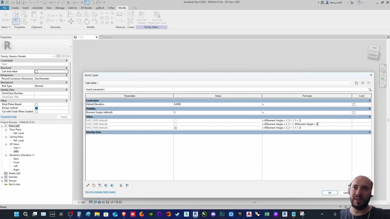 REVIT FORMULA CONDICIONAL (IF) (Parámetro Si/No)