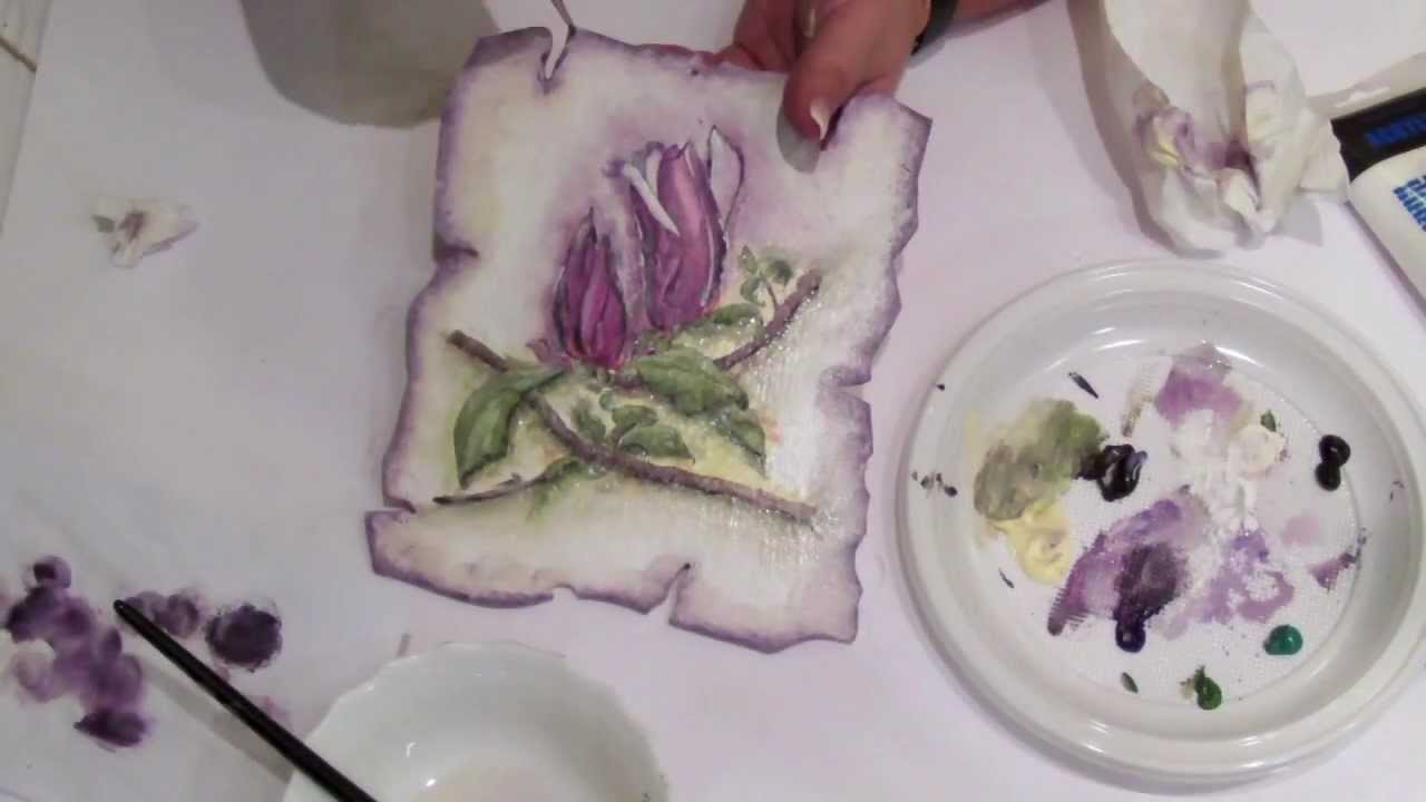 Step by step decoupage - shading with acrylics - color