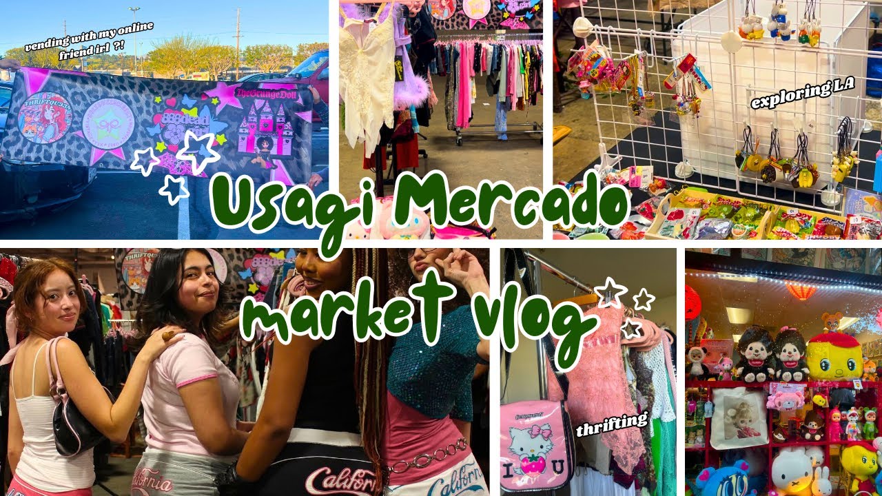⭐️ USAGI MERCADO MARKET VLOG // vending with my online friends irl + thrifting y￼2k finds ⭐️