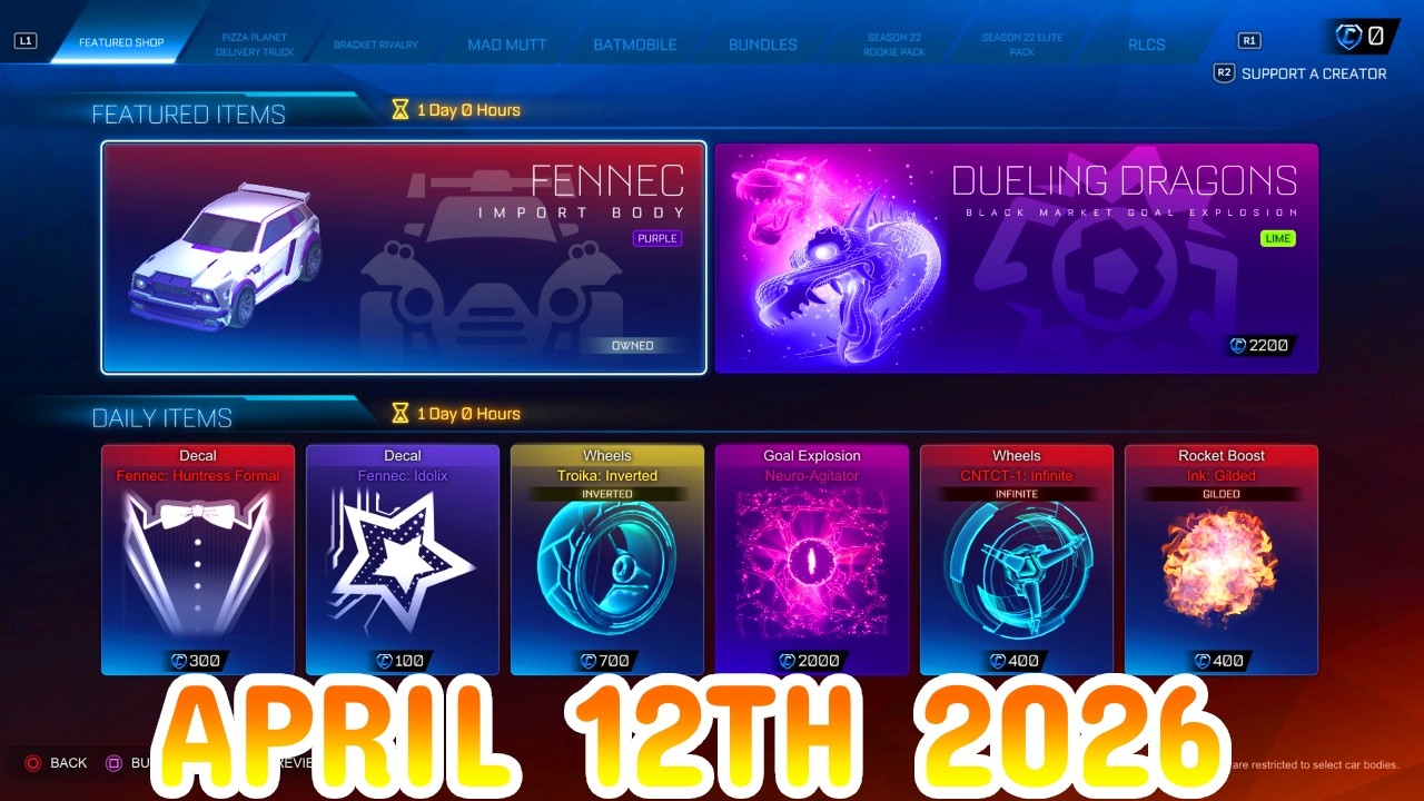 Rocket League ITEM SHOP Daily #496 (12th April 2026)