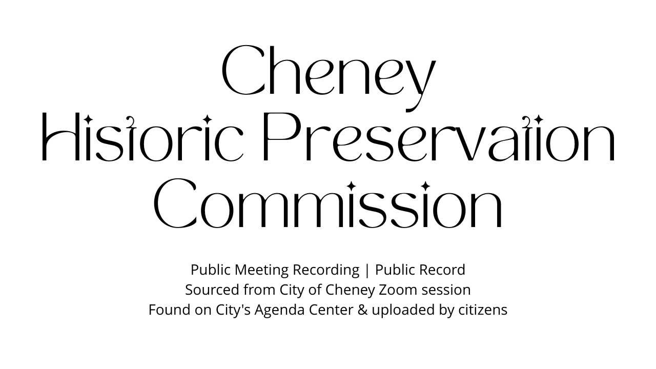 Cheney Historic Preservation Commission - Regular Meeting - February 5, 2026