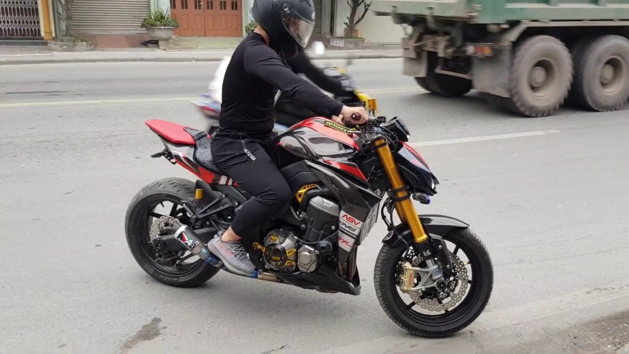 Z1000 độ pô Austin Racing carbon + Cổ Slipon Titanium mở 61mm .