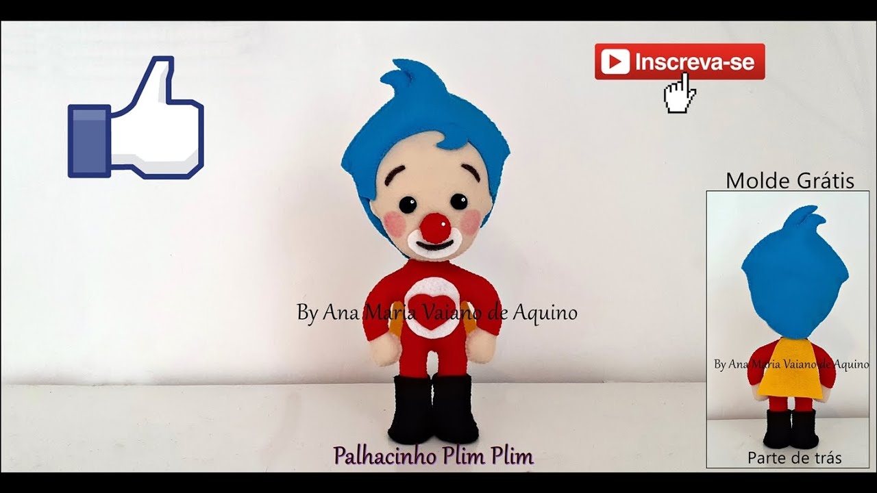 Palhaço Plim Plim em Feltro com Molde e Passo a Passo