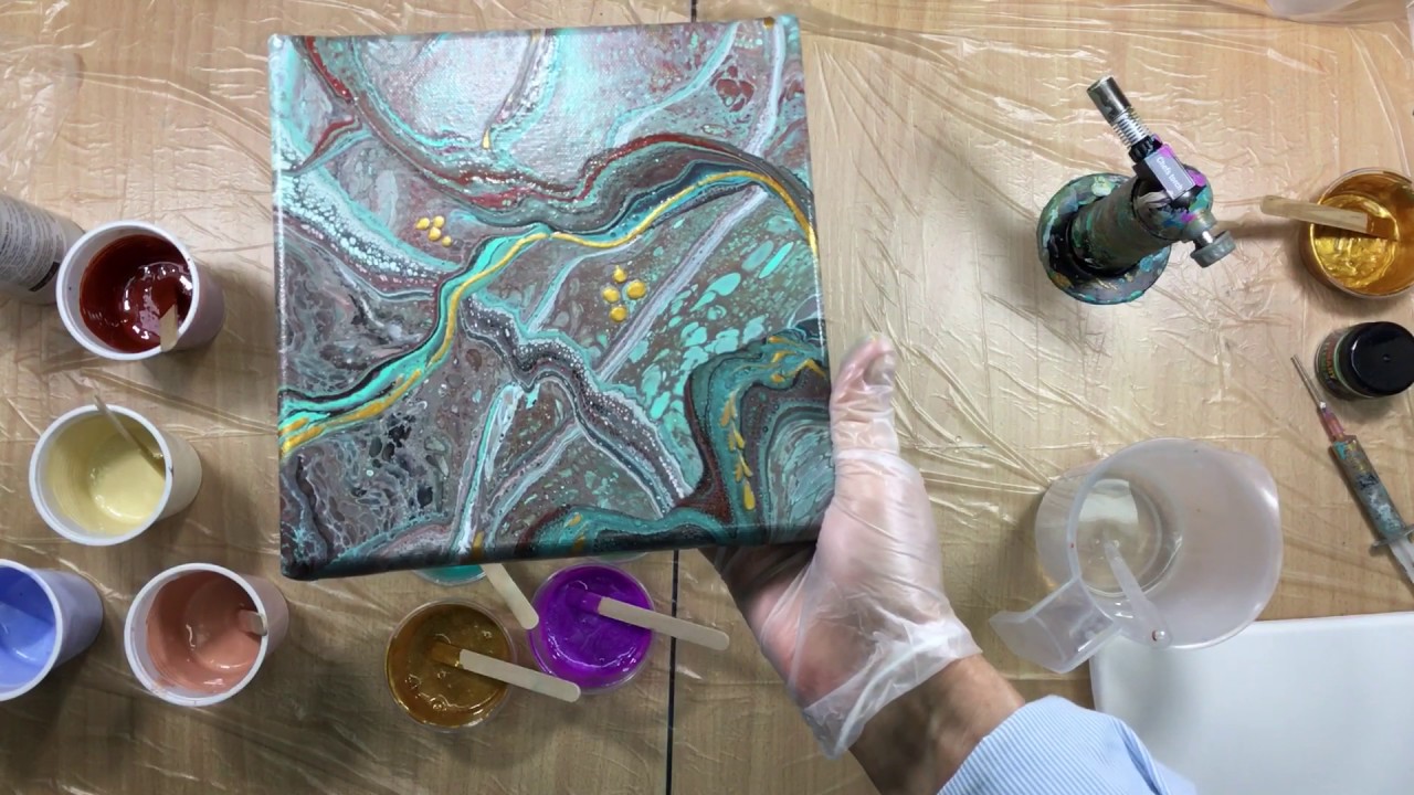 ( 236 ) Acrylic pour with primary elements and a little information
