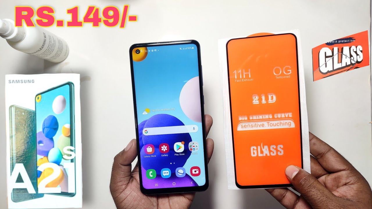 Samsunng A21S Glass Protector / How To Install Mobile Glass Protector? A21s Full Glass Protector