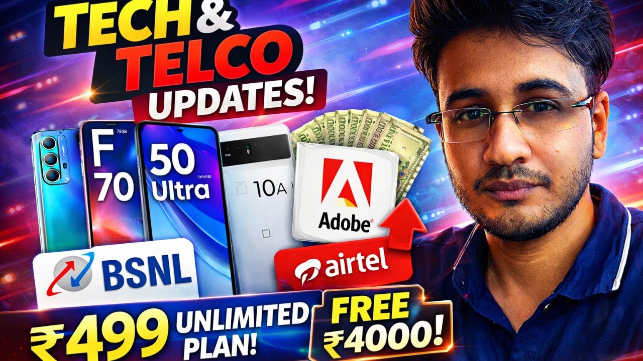 Galaxy F70 Leaks, Airtel Free Adobe ₹4000, BSNL ₹499 Unlimited & Pixel 10a Buzz! Airtel 4G  no limit