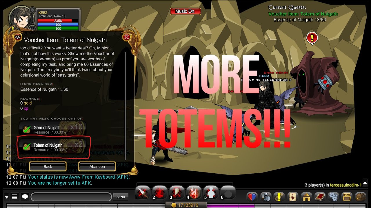 AQWorlds - Voucher Item: Totem of Nulgath quest change?