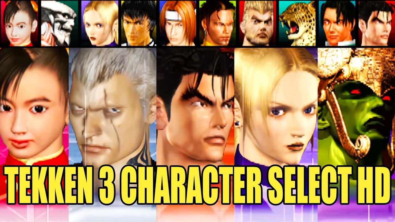 Tekken 3 All Character Select Arcade vers 1997 + All Hidden Bosses HD