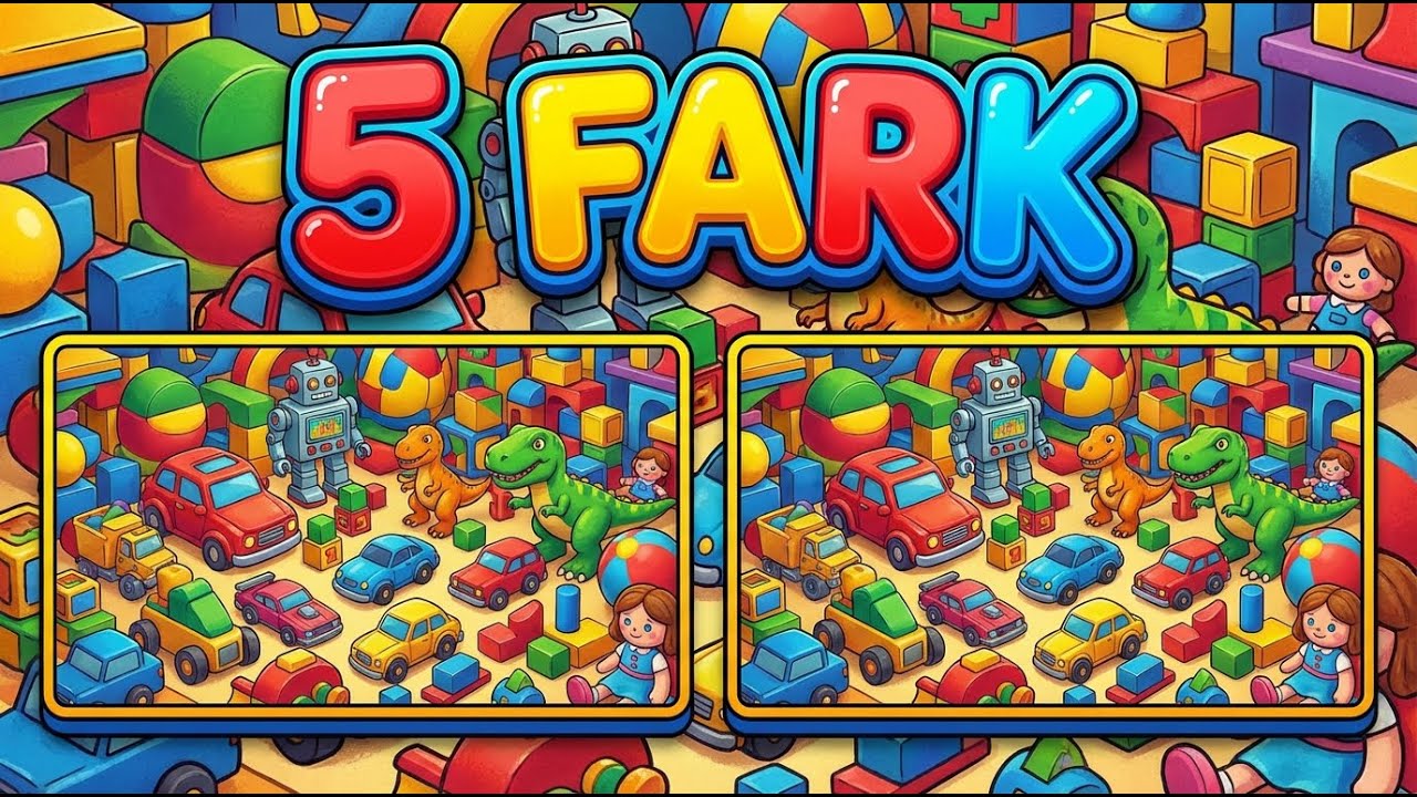 🧸Oyuncak Dünyasında 5 Farkı Bul!🔎 Çocuklar İçin Eğitici Oyun!🎉