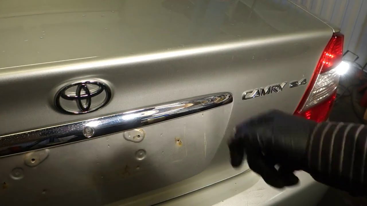 How to replace rear register plate light bulbs Toyota Camry. Years 2002 to 2015