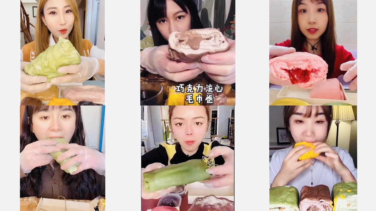 ASMR 22 Minutes Special of Eating TOWEL ROLL CREPE DESSERTS Mukbang |먹방 | 饮食表演 | การแสดงการกิน|