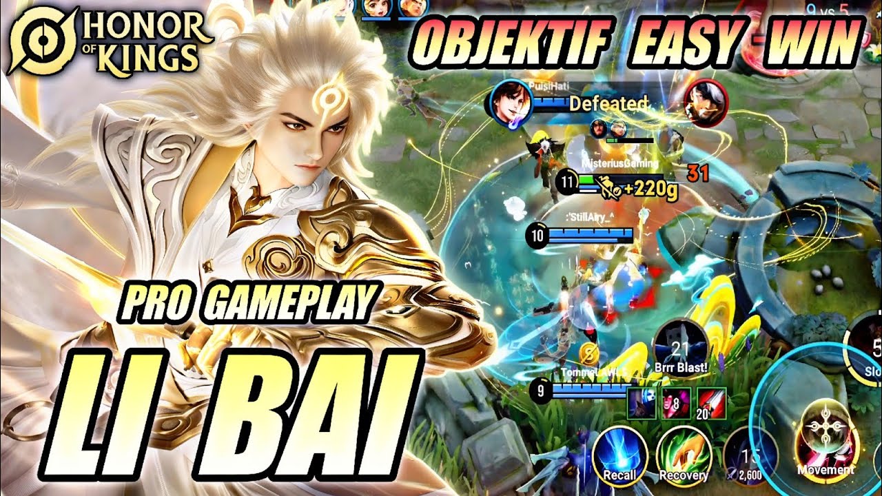 LI BAI PRO GAMEPLAY 🔥 BEST JUNGLE - OBJEKTIF EASY WIN | HONOR OF KINGS (HOK) 