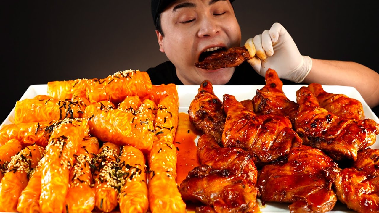 직접만든 불닭쌈떡볶이 자메이카닭다리 먹방~!! 리얼사운드 ASMR Mukbang(Eating Show)