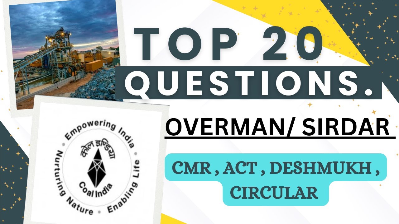 Practice MCQS for mining sirdar/overman/Dgms exams|| Top imp. Questions