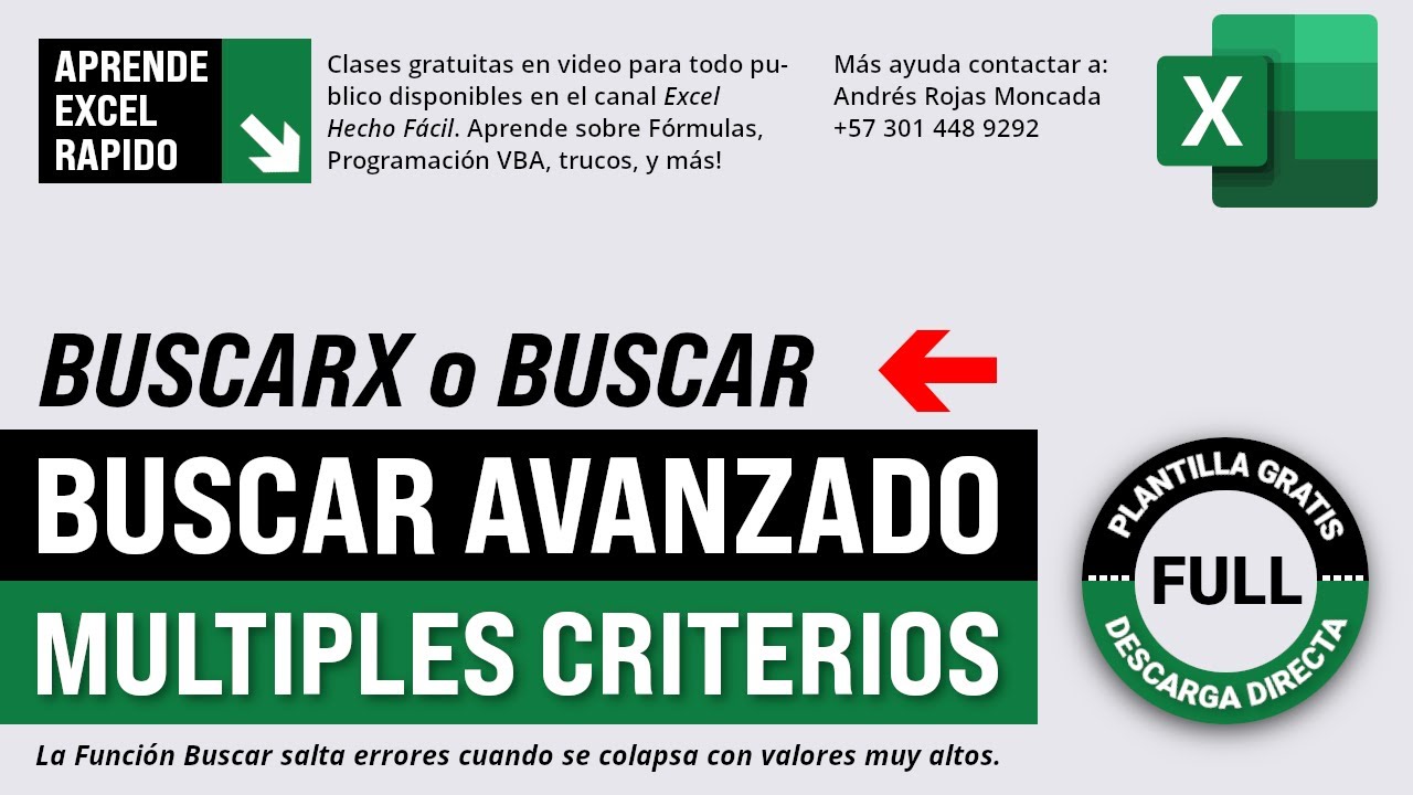 BUSCAR AVANZADO con M&uacute;ltiples Criterios en una Celda (BUSCARX o BUSCAR)