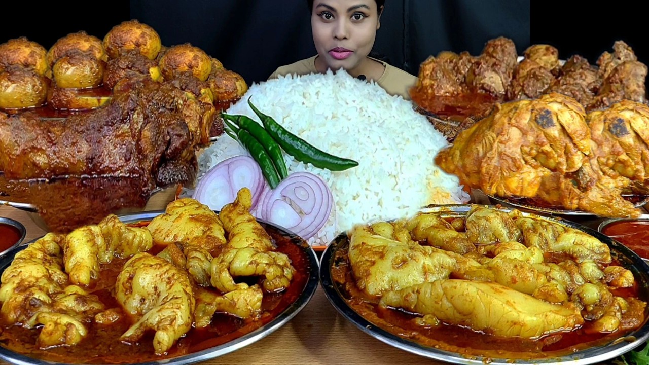 Eating Show Mutton Fat Curry Rice Asmr Eating Video Mutton Curry Egg Curry Liver Curry Chicken Curry