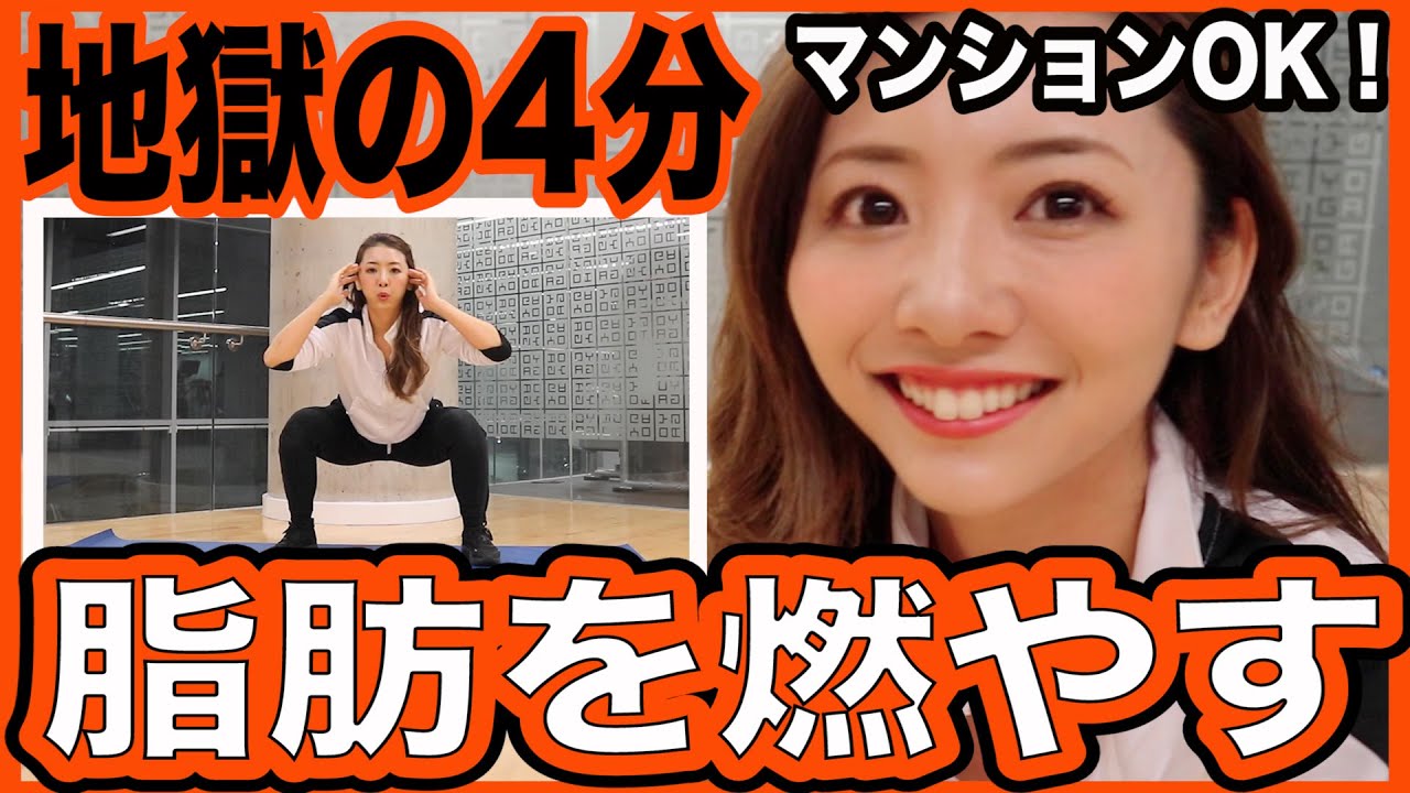 【地獄の4分】マンションOK！飛ばないHIITトレーニングで全身の脂肪をごっそり燃やす！短時間の脂肪燃焼筋トレでダイエット！家で一緒にやってみよう