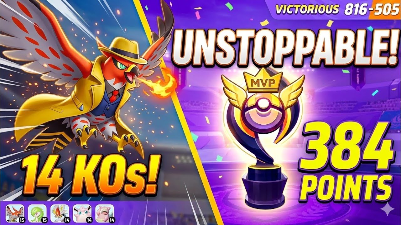 How I Got MVP with a 384 Point TALONFLAME Game! 🔥| ​MVP Carry Pokemon unite top 3 games 