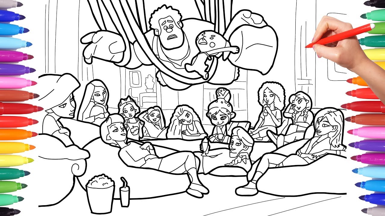 Wreck-it Ralph and Disney Princesses Coloring Pages, Ralph Breaks the Internet Coloring Pages