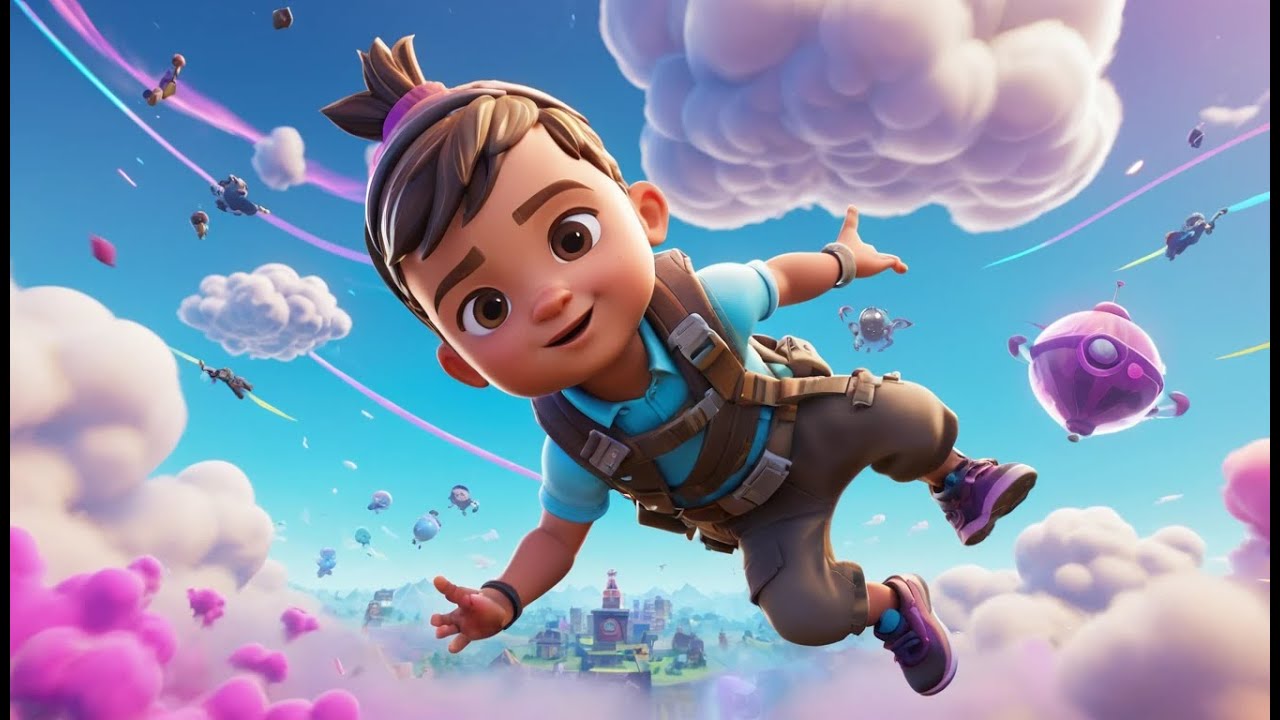 O Bebê Fortnite Voou de Planador pela Tempestade | Rimas e Canções Infantis