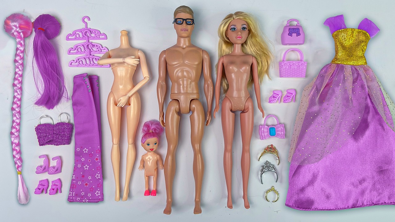 13 Minutes Satisfying with Unboxing Barbie Family Playset, Doll Dressup Set Toys ASMR | Review Toys