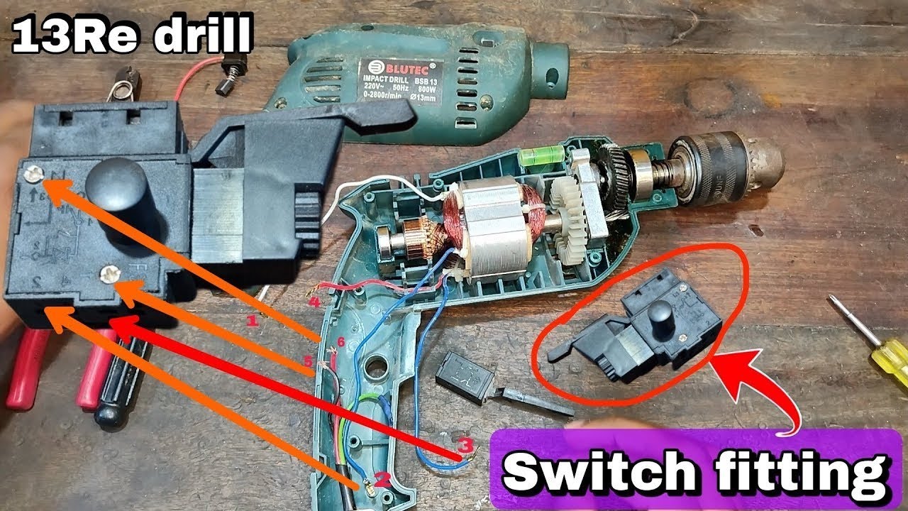 SWITCH CONNECTION drill machine coil fitting | how to connection drill switch #switch #connection