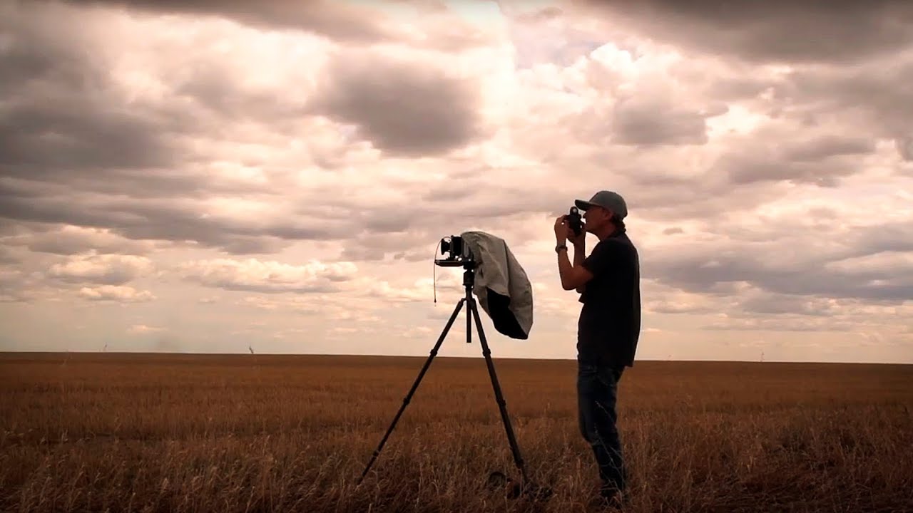 Photography with a large format 4x5 camera and using the front rise movement.