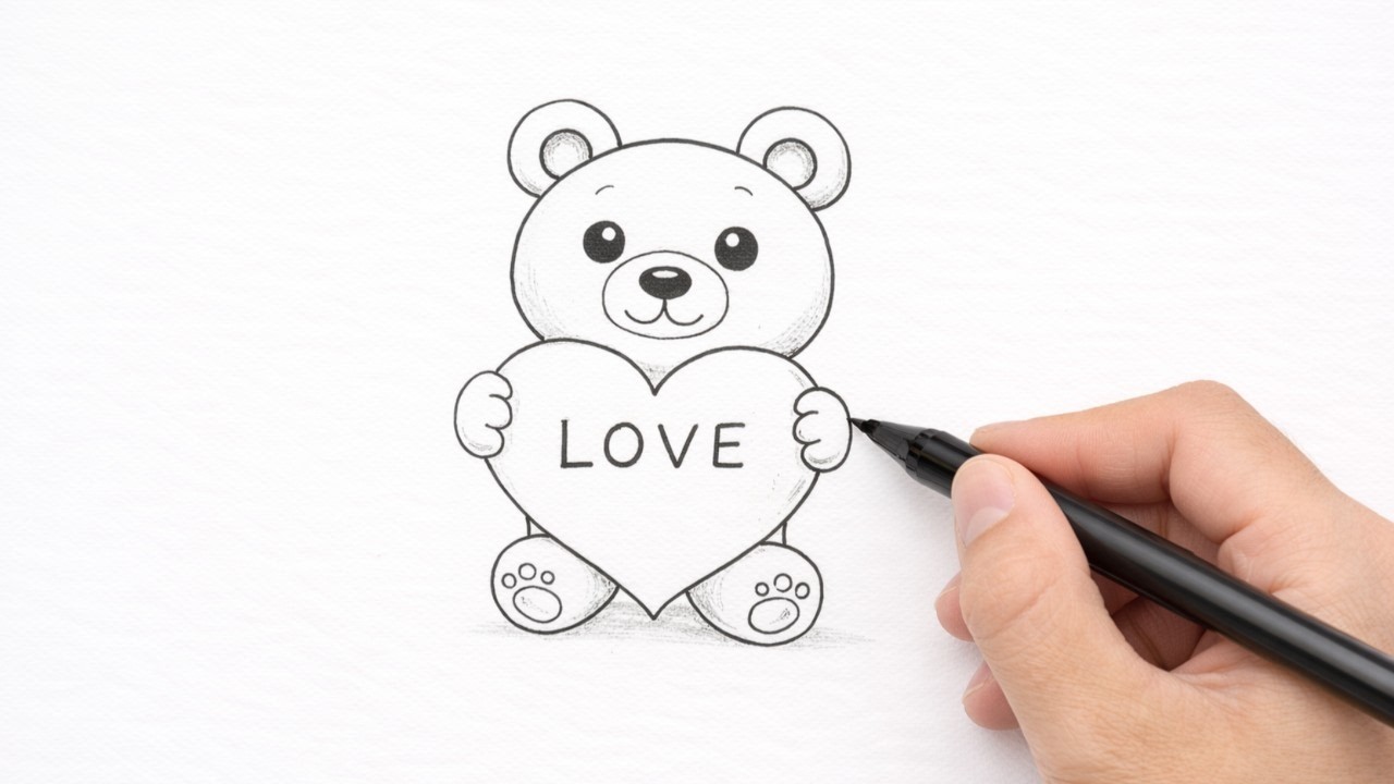 How to draw a cute teddy bear 🧸// teddy bear drawing