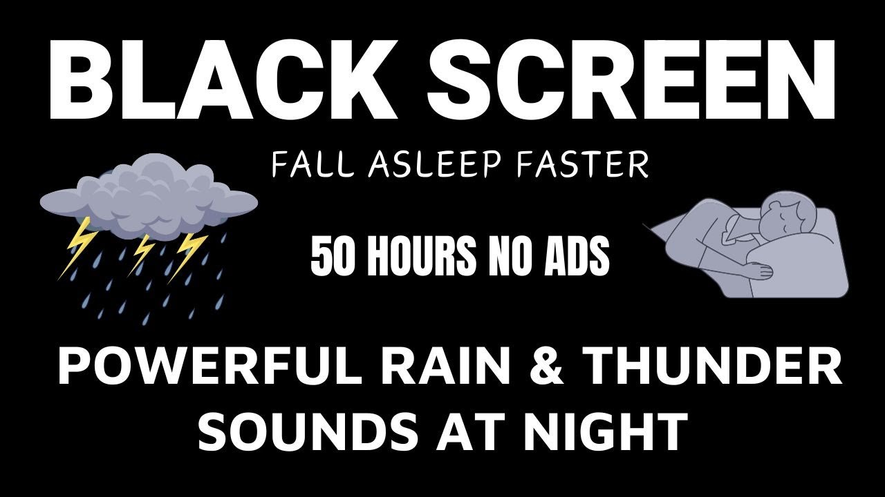 Overcome Insomnia Instantly with HURRICANE, Powerful RAIN & THUNDER Sounds at Night | BLACK SCREEN