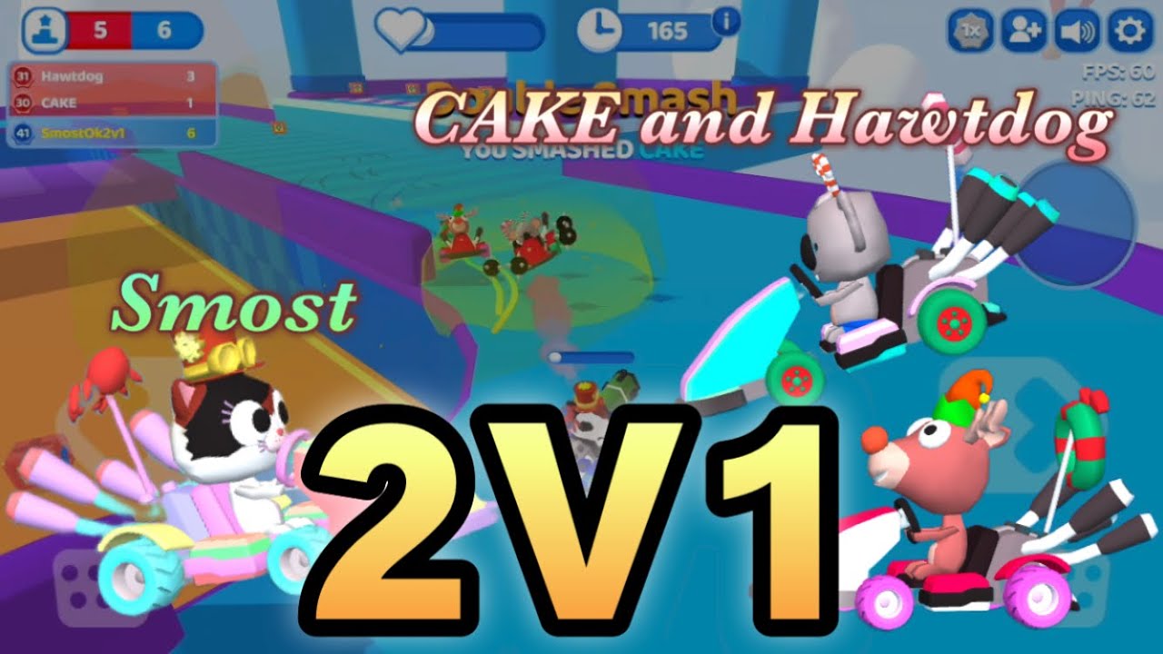 Smash karts   2v1 with CAKE and Hawtdog