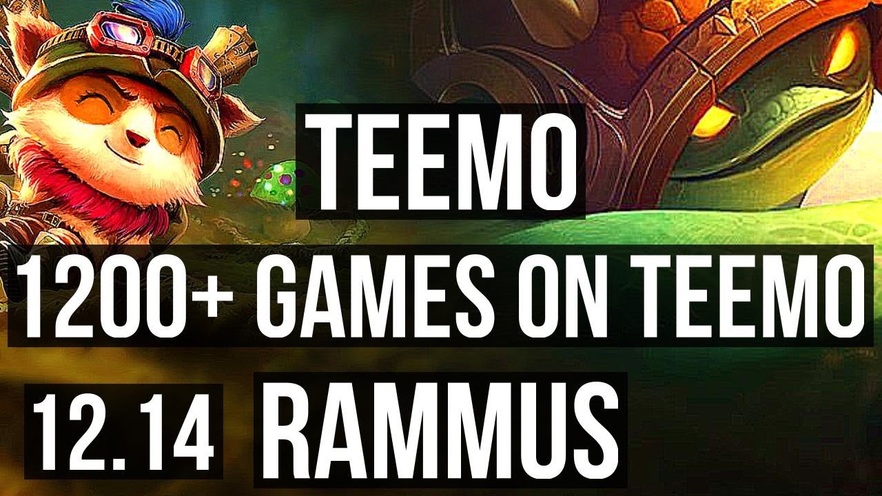 TEEMO vs RAMMUS (TOP) | 9/1/6, 1200+ games, 1.7M mastery, Legendary | KR Master | 12.14