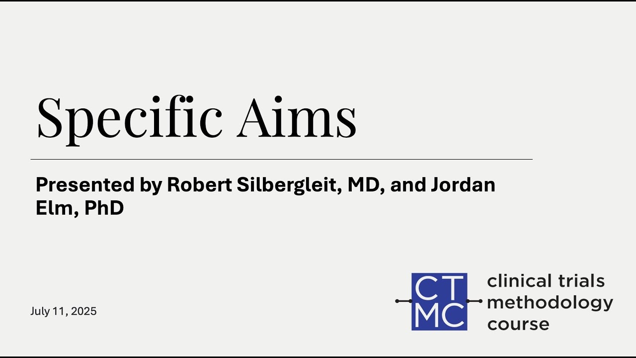 Specific Aims - presented by Robert Silbergleit, MD, and Jordan Elm, PhD