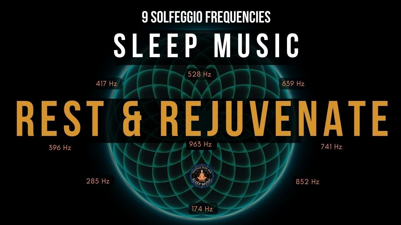 BLACK SCREEN SLEEP MUSIC ☯ All 9 solfeggio frequencies ☯ Full Body Healing